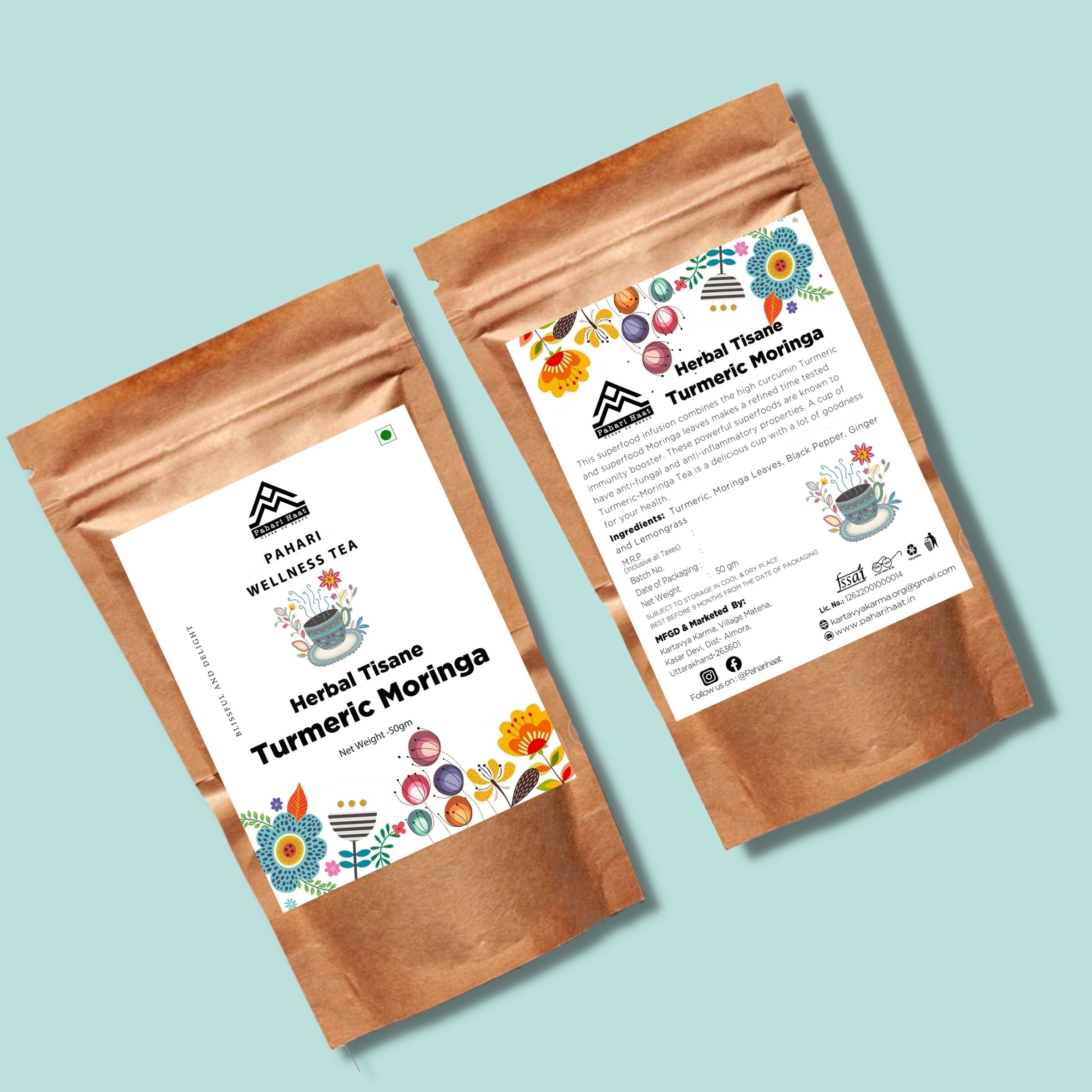 Turmeric-Moringa Tisane (Immunity Booster) - 50gms | Pahari Haat
