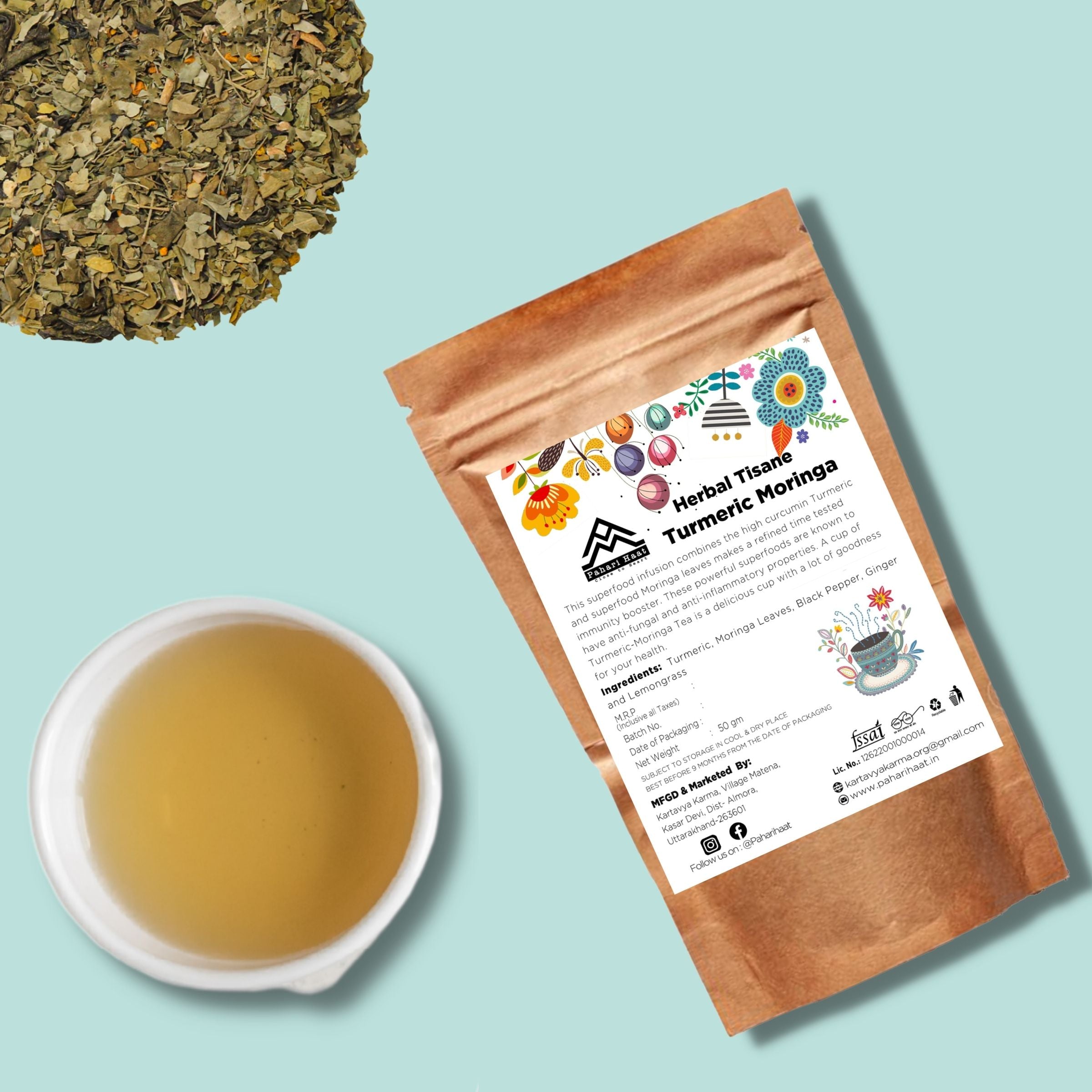 Turmeric-Moringa Tisane (Immunity Booster) - 50gms | Pahari Haat
