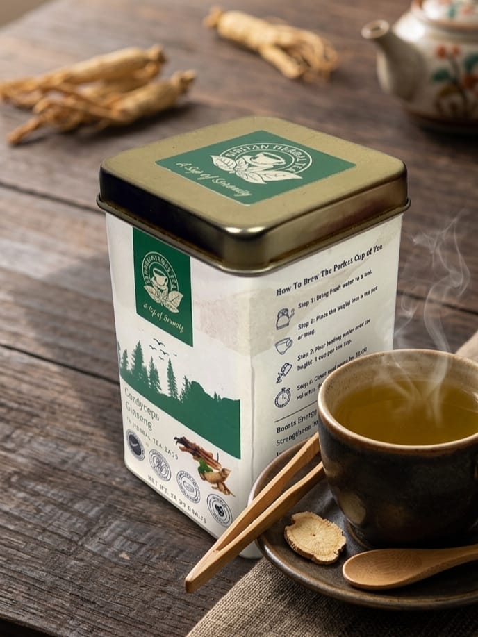 Himalayan Cordyceps Ginseng Herbal Tea | Bhutan Herbal Tea (2g x 14 tea bags)