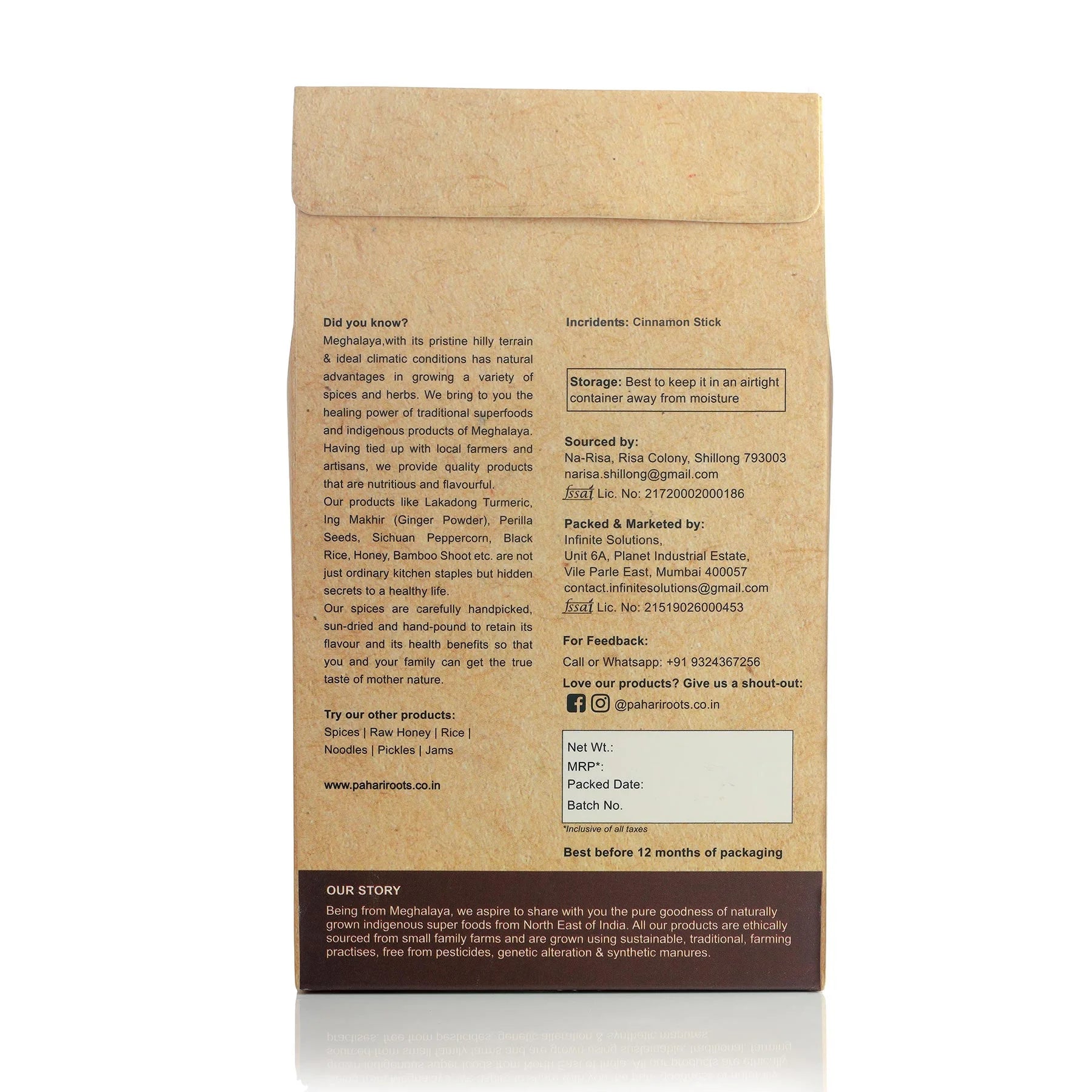 Cassia Cinnamon Sticks (Whole Tadka Spice) 50gms | Pahari Roots