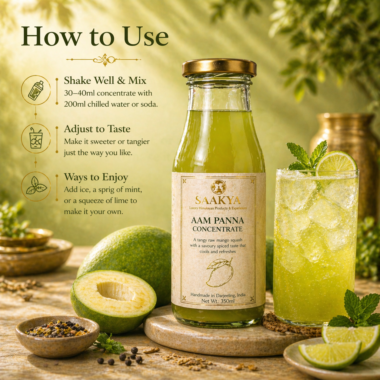 Luxury Desi Refresh Duo – Aam Panna Concentrate + Lemonade Concentrate (350ml Each) | Saakya