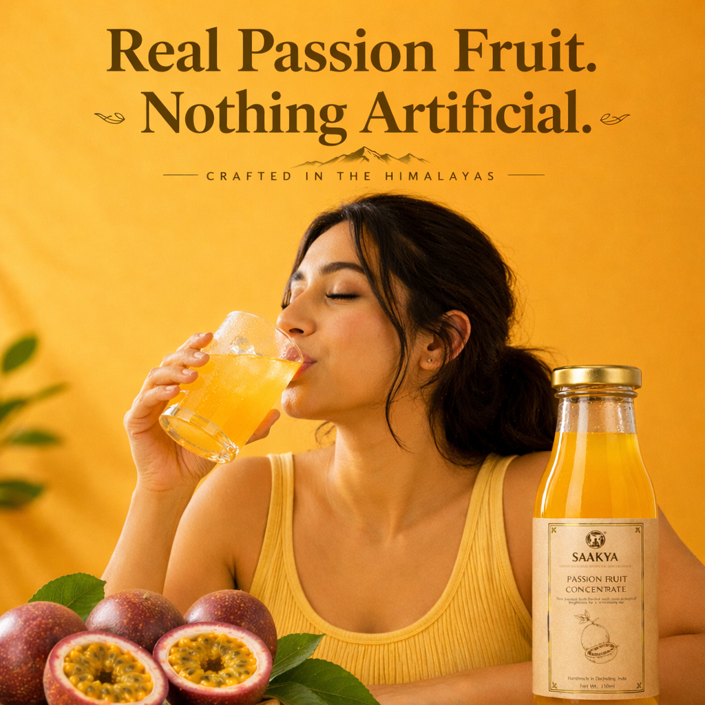 Luxury Passion Fruit + Lemonade Concentrate Squash (350ml + 350ml, Makes 2.8ltr) | Premium Fruit Squash | Sharbat | Summer Drink Concentrate | Mocktail & Cocktail Mixer | No Artificial Colours or Flavours | Sustainable Packaging | Saakya