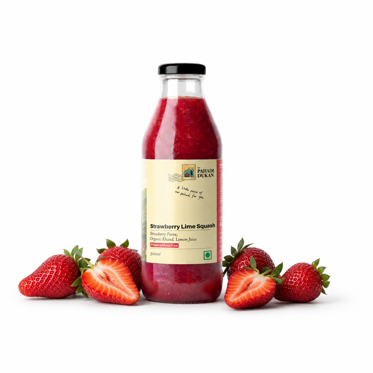 Strawberry Lime Squash - 300ml | My Pahadi Dukan