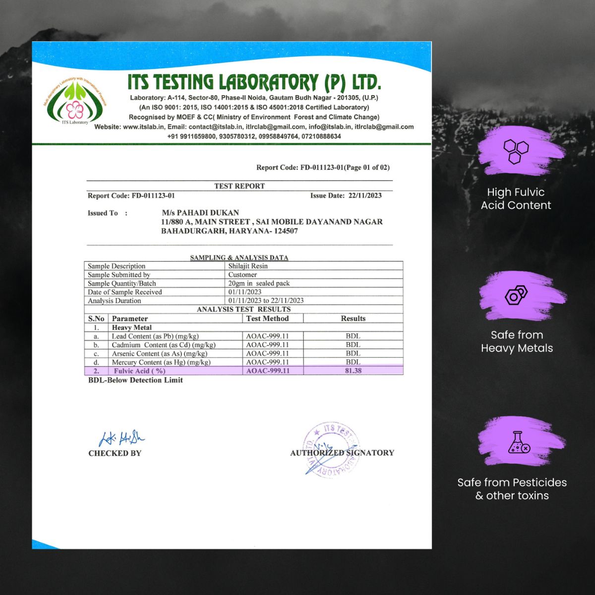 Shilajit purity report lab tested shilajit My pahadi dukan