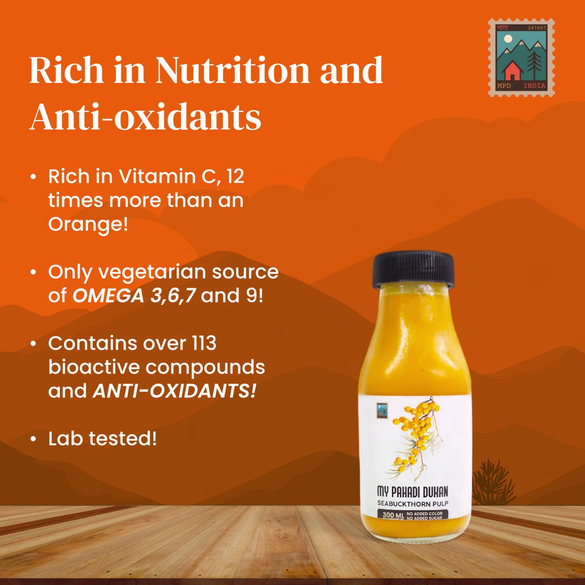 Sea Buckthorn Pulp juice benefits (Rich in Vitamin C, Omega 3,6,7 and 9 and Antioxidants) Vegan Source of Omega 3, 6, 7 and 9