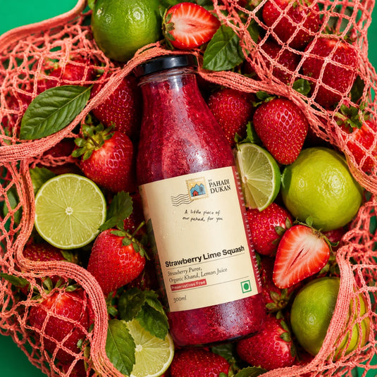 Strawberry Lime Squash - 300ml | My Pahadi Dukan