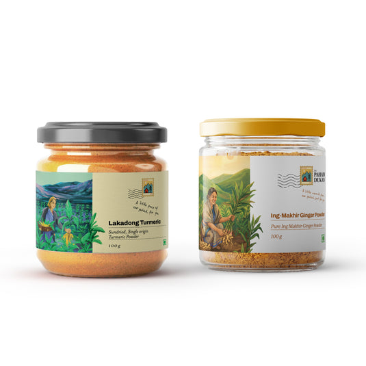 Combo Lakadong Turmeric 100gms + Ing Makhir Ginger 100gms | My Pahadi Dukan