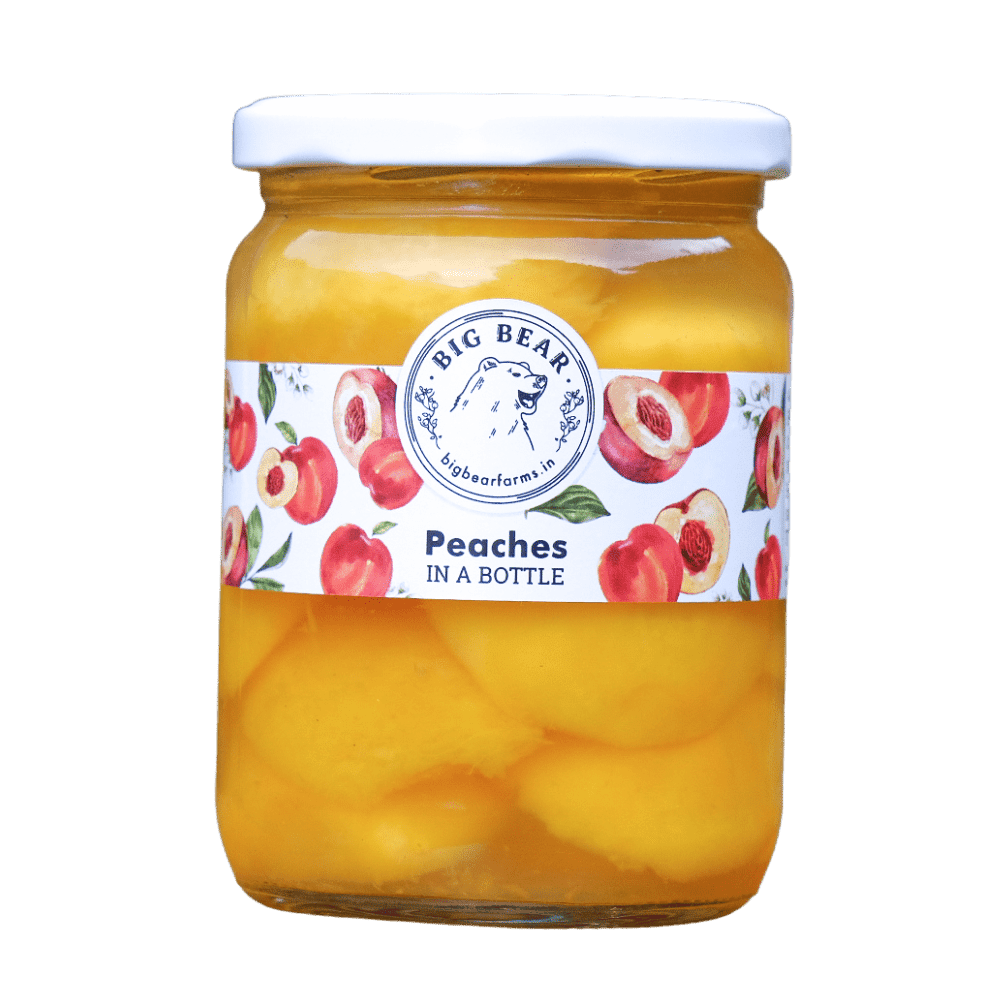 Bottled peaches preserved
