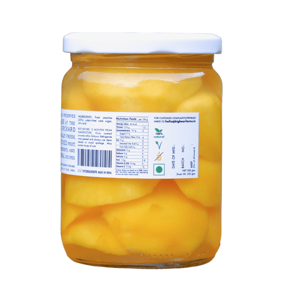 Bottled peaches preserved