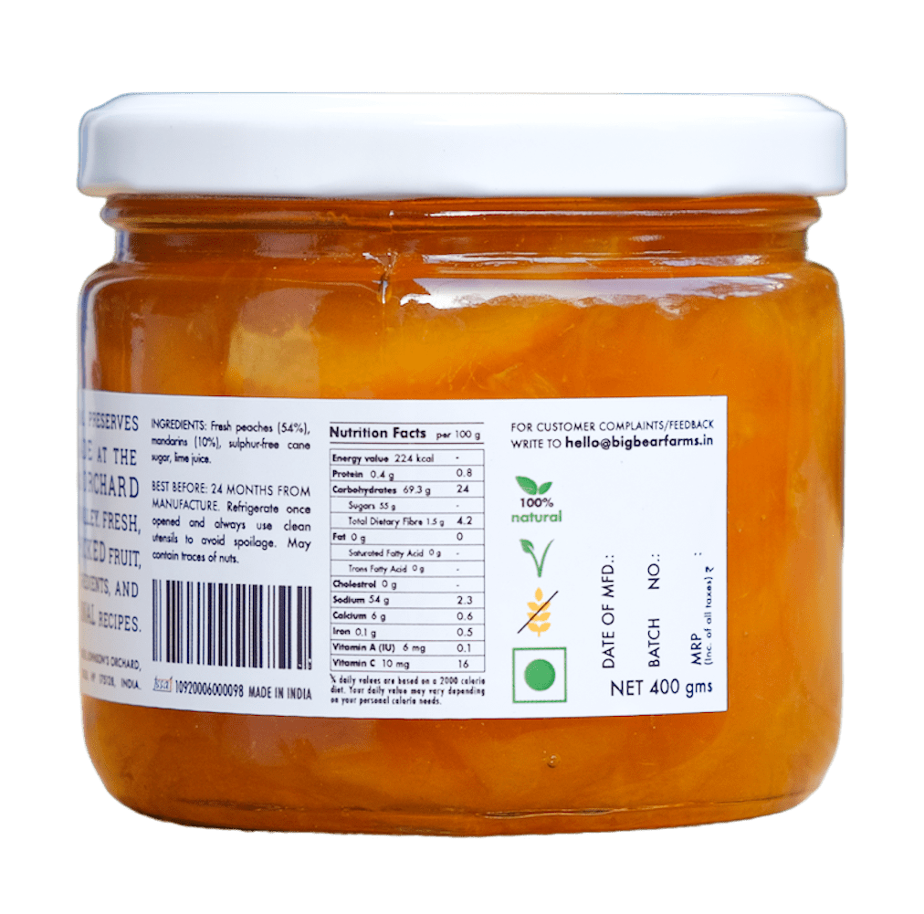 Peach Marmalade 400gms | Big Bear Farms