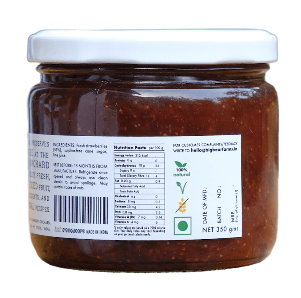 Strawberry Preserve 350gms | Big Bear Farms